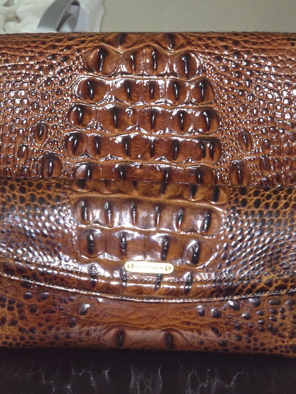 Brahmin Pecan  Croc-Embossed Shoulder Bag  Like new Condition no Call Outs